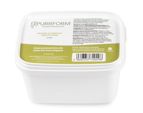 PurrForm Chicken With Ground Bone, Chicken Liver, Heart & Gizzard. Kitten 450g