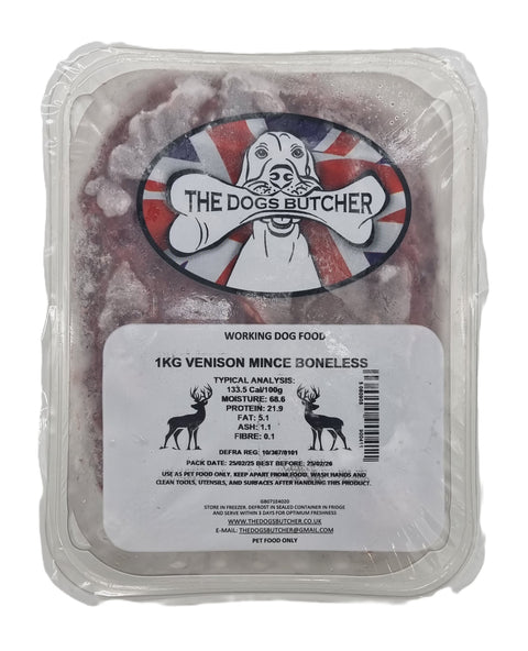 Dogs Butcher 1kg Venison Boneless