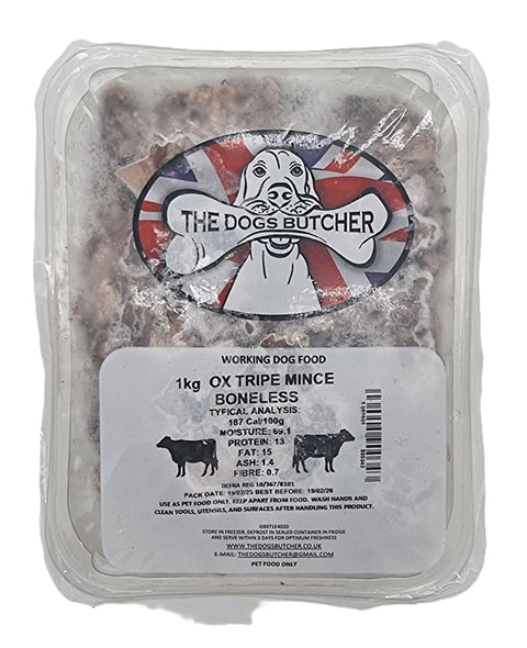 Dogs Butcher 1kg Ox Tripe Boneless