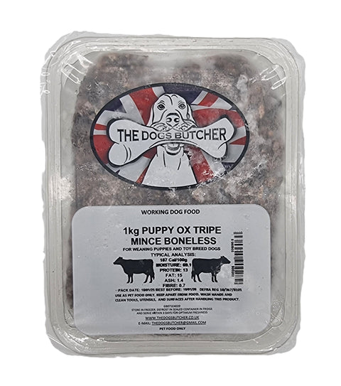 Dogs Butcher 1kg Puppy Ox Tripe Boneless