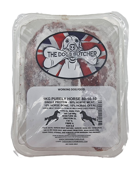 Dogs Butcher 1kg Purely Horse Single Protetin 80/10/10