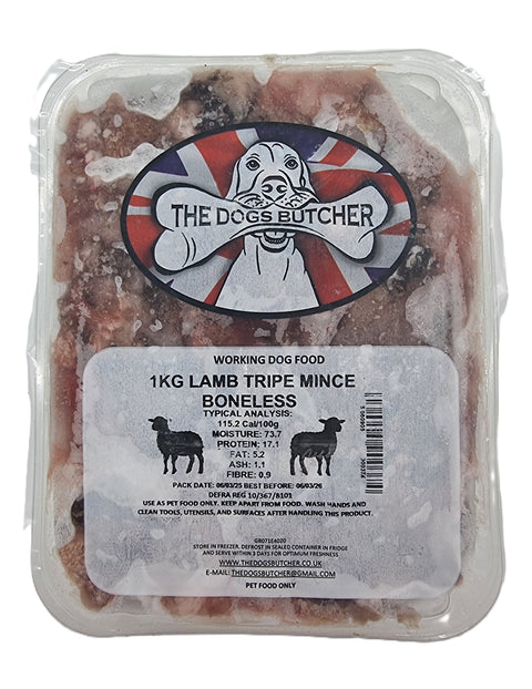 Dogs Butcher 1kg Lamb Tripe Boneless