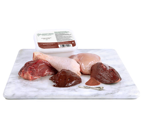 PurrForm Beef Trim With Chicken, Ground Bone With Ox Heart & Beef Liver. Adult 450g