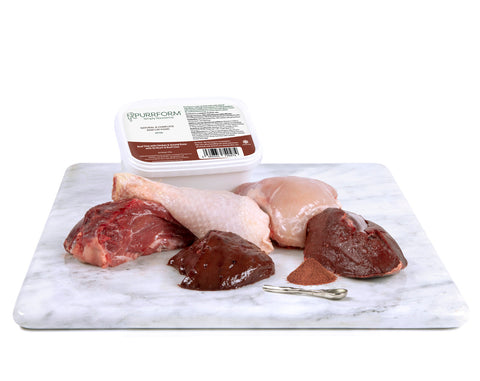 PurrForm Beef Trim With Chicken, Ground Bone With Ox Heart & Beef Liver. Kitten 450g