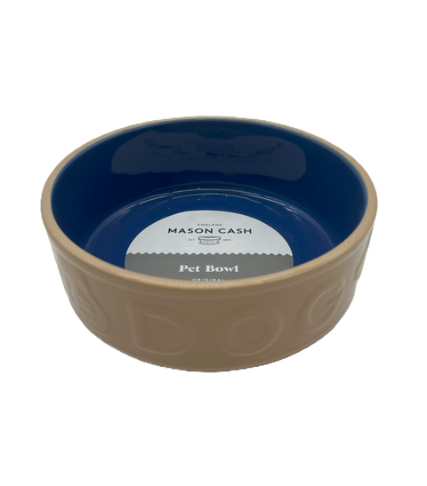 Mason Cash Lettered Dog Bowl Cone & Blue 7 Inch
